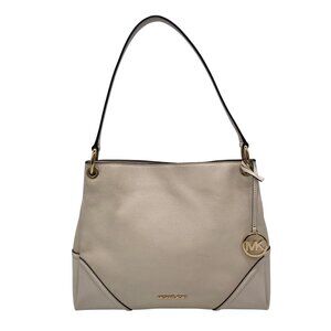 Michael Kors Beige Pebbled Leather Nicole Medium Shoulder Bag